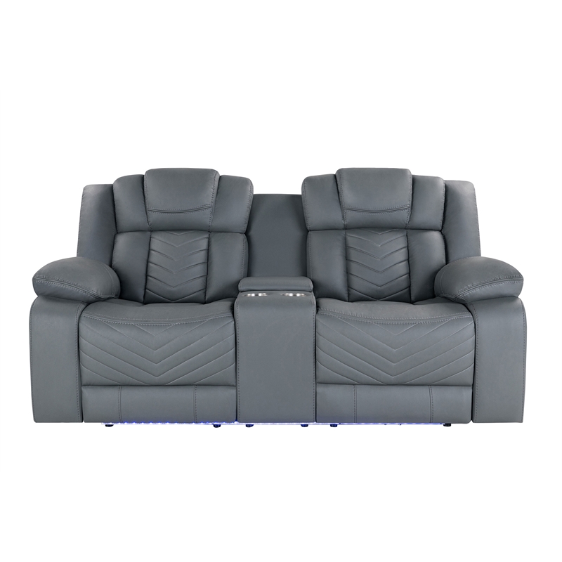 Global Furniure U7069 10 Power Recliner Loveseat w/Immersive Sound in Gray