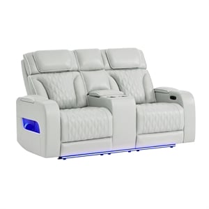 Global Furniure U8611 Power Recliner Loveseat w PHR-LED & SPKR in Blanche