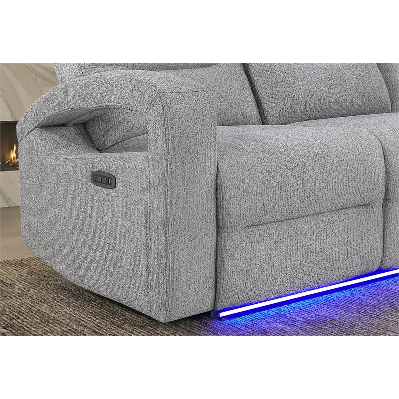 Global Furniture U6611 Power Recliner with LED in Gray