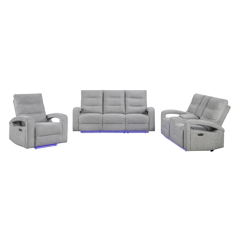 Global Furniture U6611 Power Recliner with LED in Gray