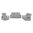 Global Furniture U6611 Power Recliner with LED in Gray