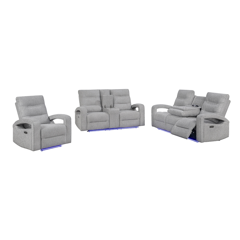Global Furniture U6611 Power Recliner with LED in Gray