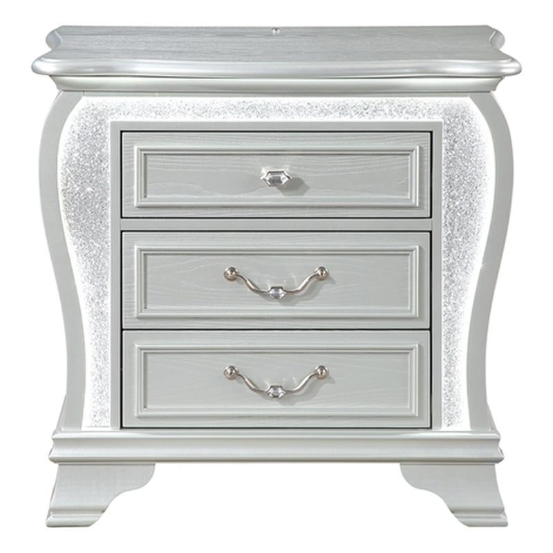 Global Furniture Aria Nightstand with LED in Silver