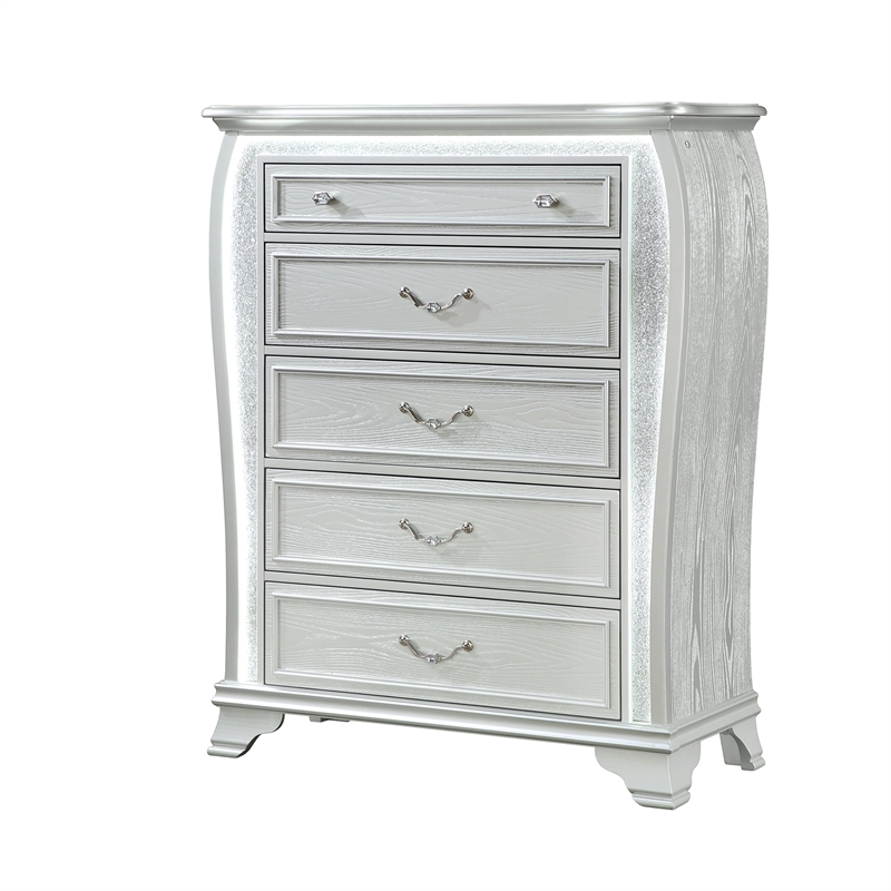 Global Furniture Aria Chest with LED in Silver