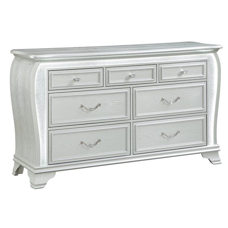 Global Furniture Aria Dresser with LED in Silver