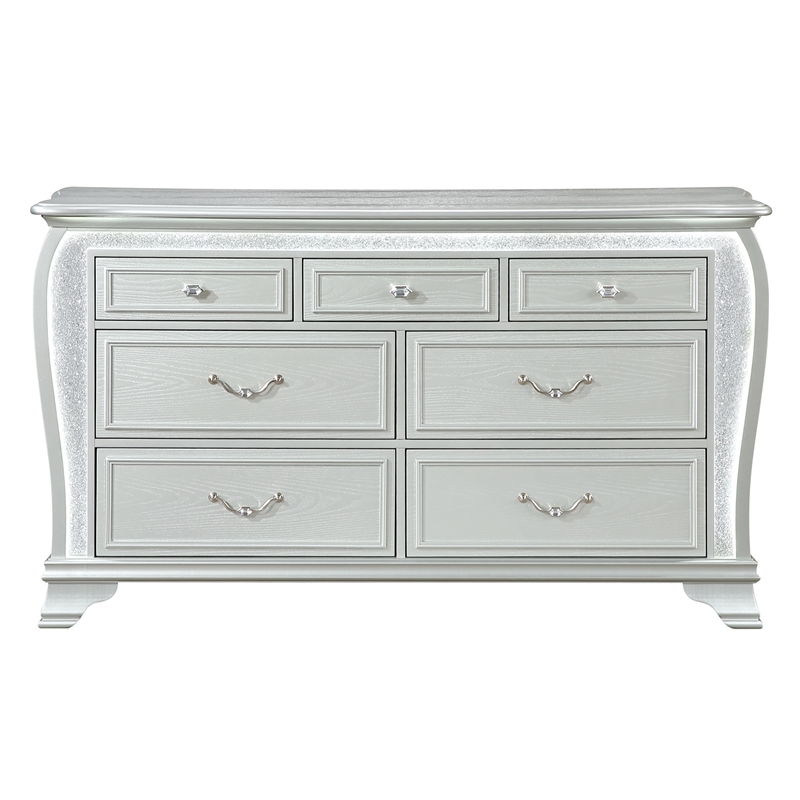 Global Furniture Aria Dresser with LED in Silver