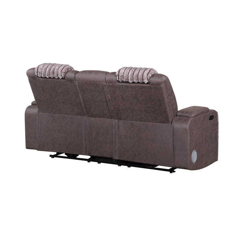 Global Furniure U8000 Power Recliner Loveseat W/PHR-LED and SPKR in Brown