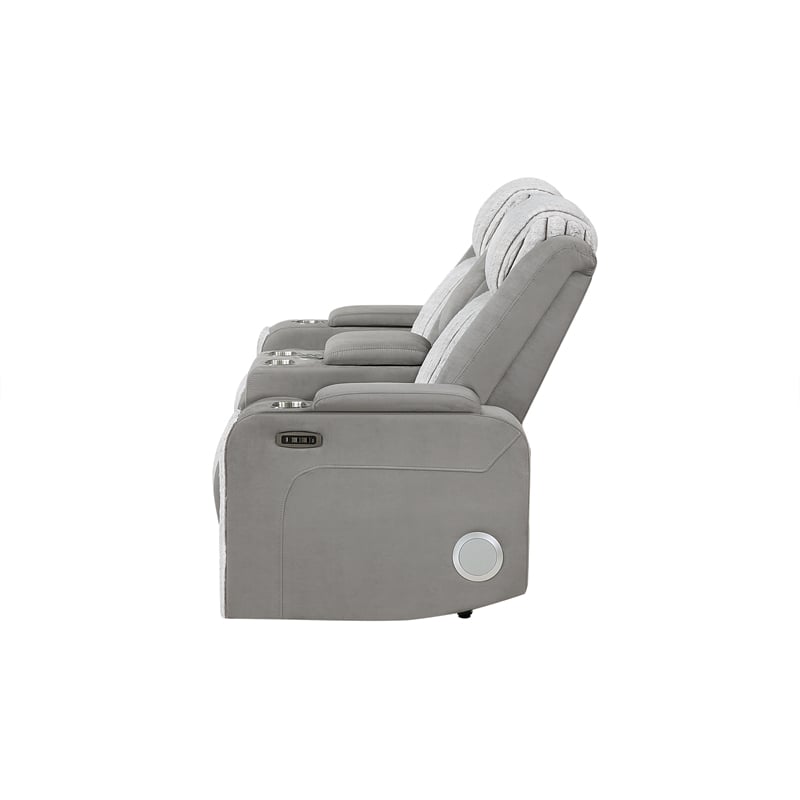 Global Furniure U8000 Power Recliner Loveseat w/ PHR-LED and SPKR in Gray