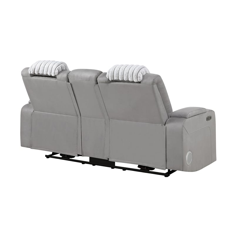 Global Furniure U8000 Power Recliner Loveseat w/ PHR-LED and SPKR in Gray