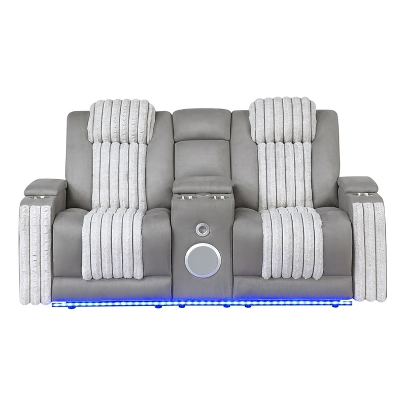 Global Furniure U8000 Power Recliner Loveseat w/ PHR-LED and SPKR in Gray
