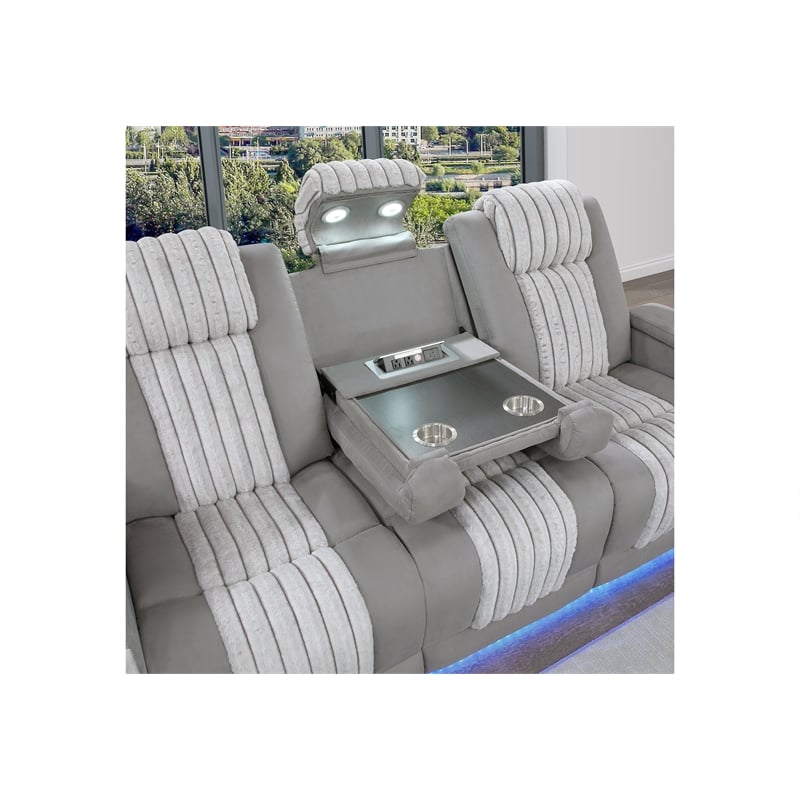 Global Furniure U8000 Power Recliner Sofa with PHR-DDT-and Light in Gray