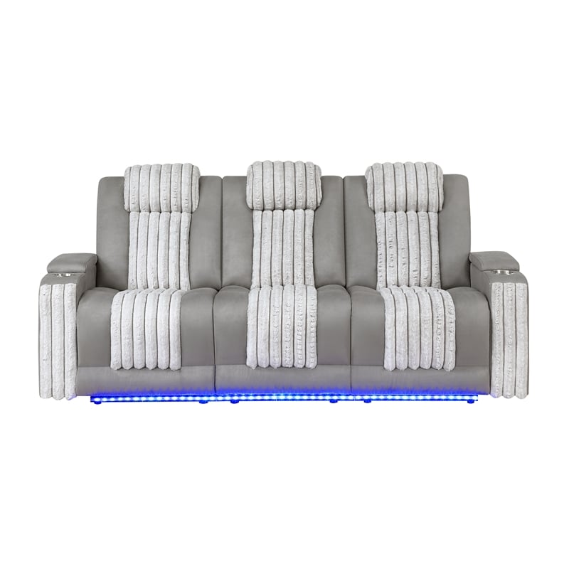 Global Furniure U8000 Power Recliner Sofa with PHR-DDT-and Light in Gray