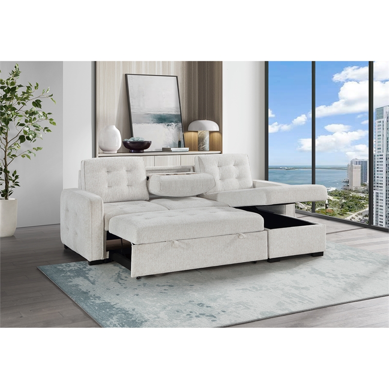 Global Furniure U0707 Reversible Sofa Bed in Chalk