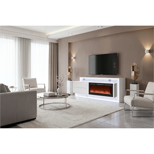 Global Furniure Kira Entertainment Unit with BT Speaker and LED in White