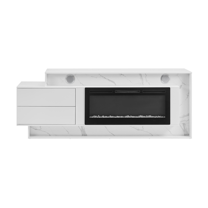 Global Furniure Kira Entertainment Unit with BT Speaker and LED in White