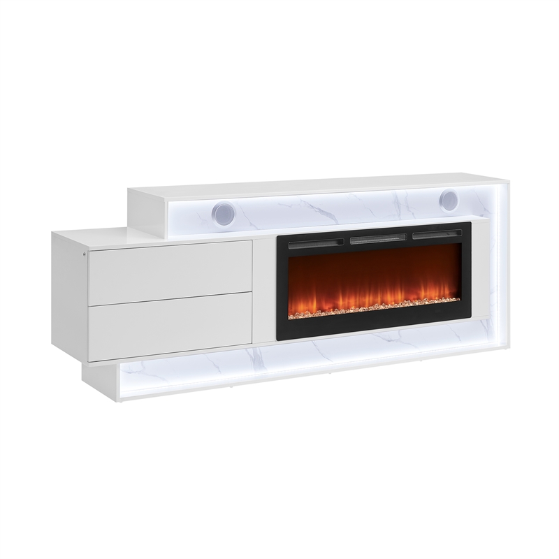 Global Furniure Kira Entertainment Unit with BT Speaker and LED in White
