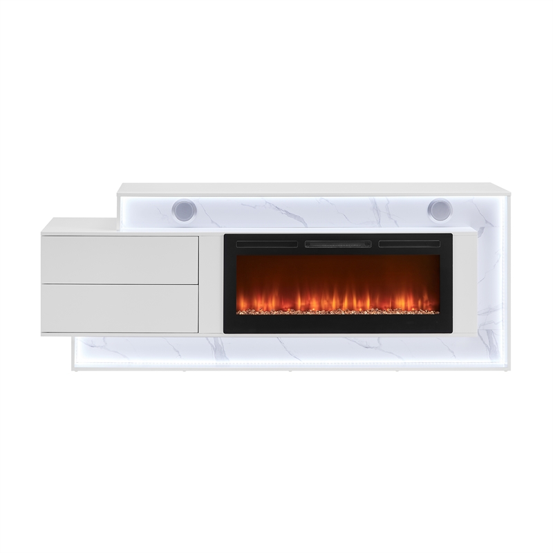 Global Furniure Kira Entertainment Unit with BT Speaker and LED in White