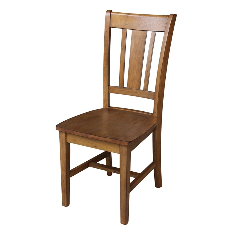 International Concepts San Remo Solid Wood Dining Chair in Pecan (Set of 2)