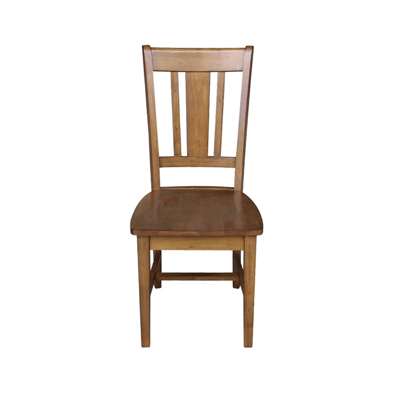 International Concepts San Remo Solid Wood Dining Chair in Pecan (Set of 2)