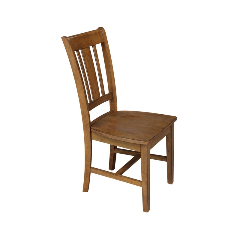 International Concepts San Remo Solid Wood Dining Chair in Pecan (Set of 2)