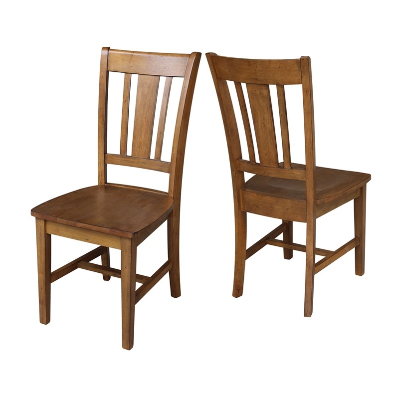 International Concepts San Remo Solid Wood Dining Chair in Pecan (Set of 2)