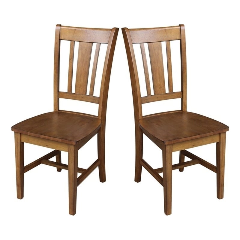 International Concepts San Remo Solid Wood Dining Chair in Pecan (Set of 2)