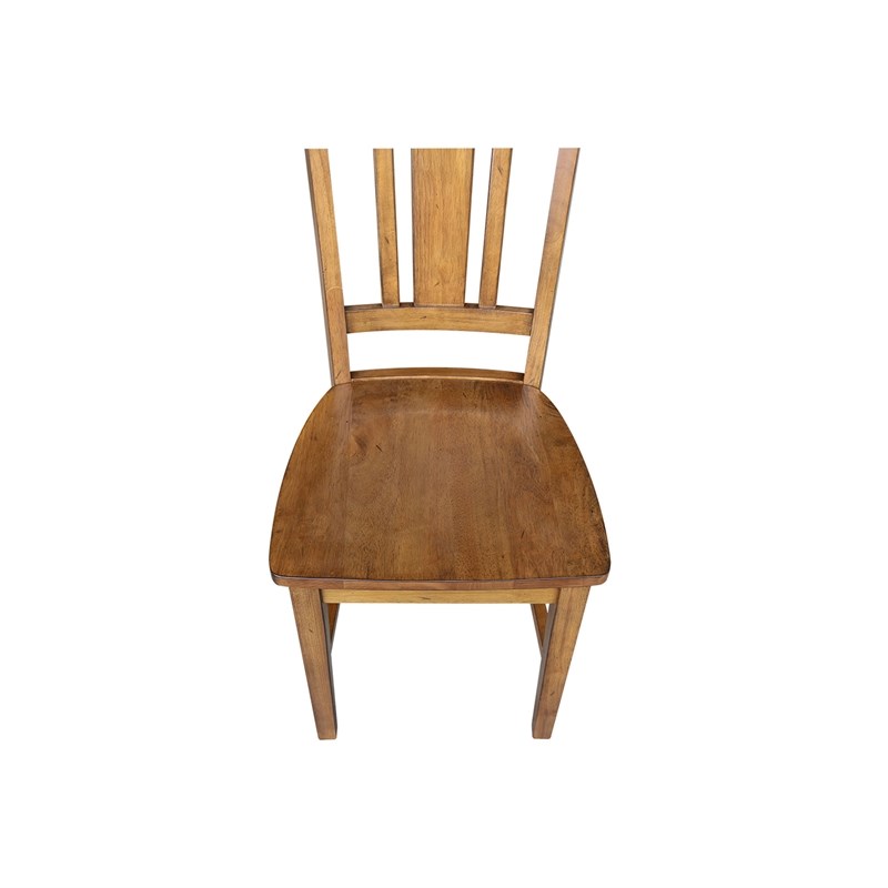 International Concepts San Remo Solid Wood Dining Chair in Pecan (Set of 2)