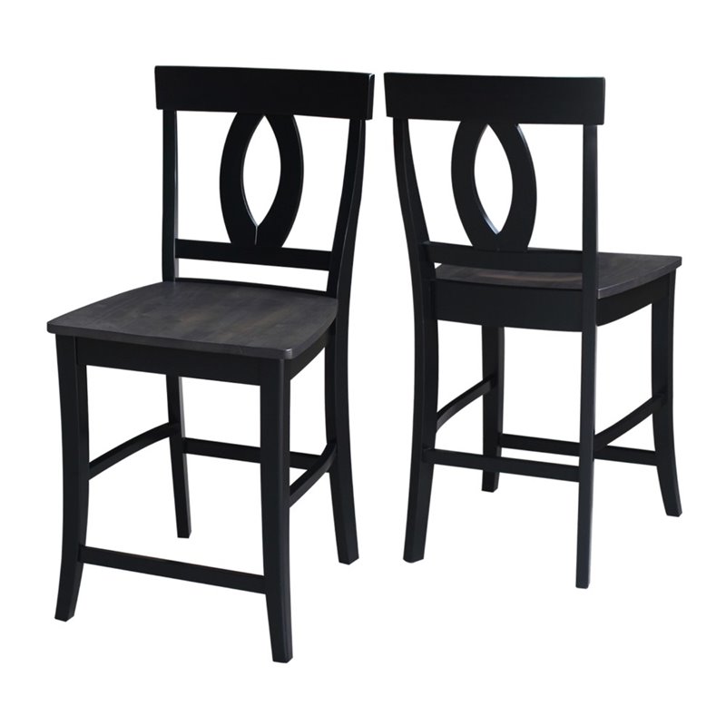 International Concepts Cosmo Solid Wood Counter Height Stool in Coal