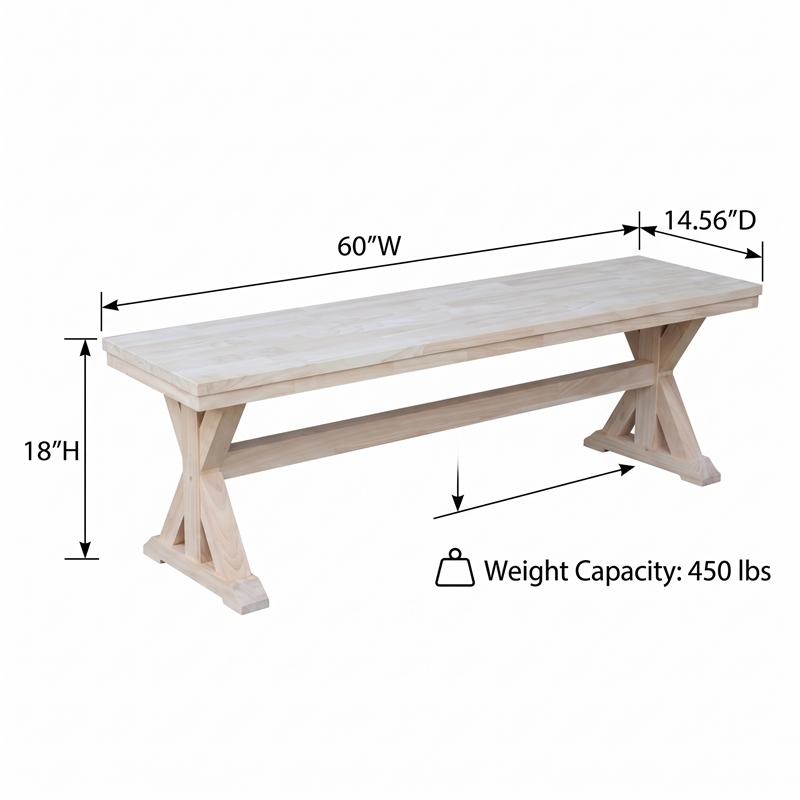 International Concepts Canyon Unfinished Wooden Bench