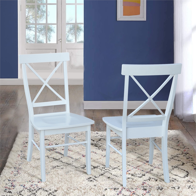 International Concepts X-Back Dining Chair in White (Set of 2)