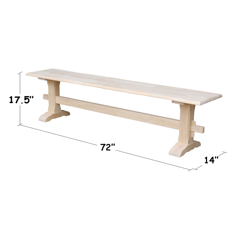 International Concepts Live Edge Unfinished Trestle Bench