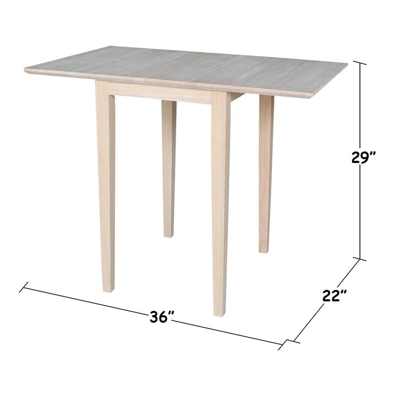 International Concepts Solid Wood Drop Leaf Casual Dining Table - Unfinished