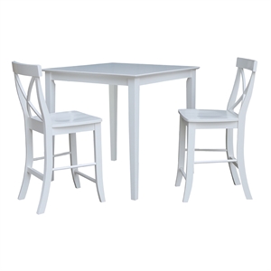International Concepts 3 Piece 36&quot Square Counter Height Dining Set - White