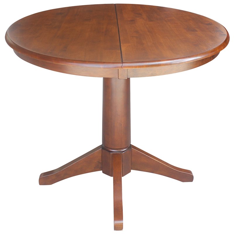 International Concepts 5 Piece Extendable Round Dining Set in Espresso