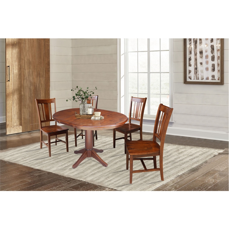 International Concepts 5 Piece Extendable Round Dining Set in Espresso