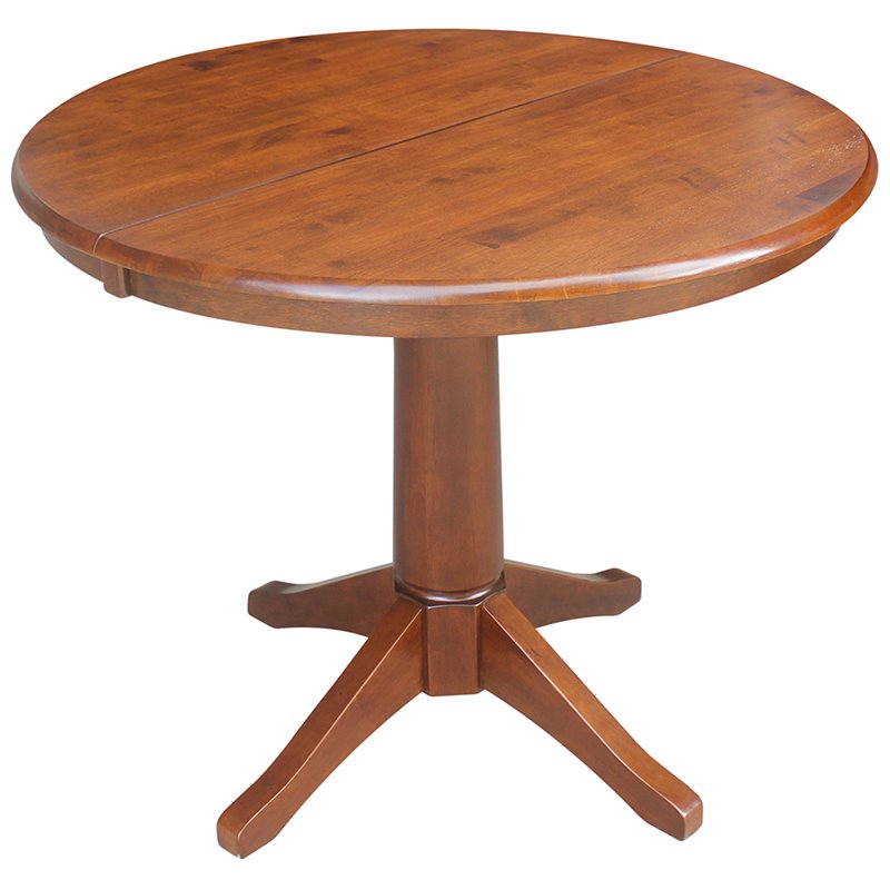 International Concepts 3 Piece Extendable Round Dining Set in Espresso