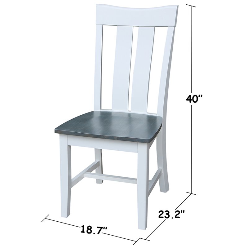 International Concepts Ava Solid Wood Dining Side Chair in White (Set of 2)