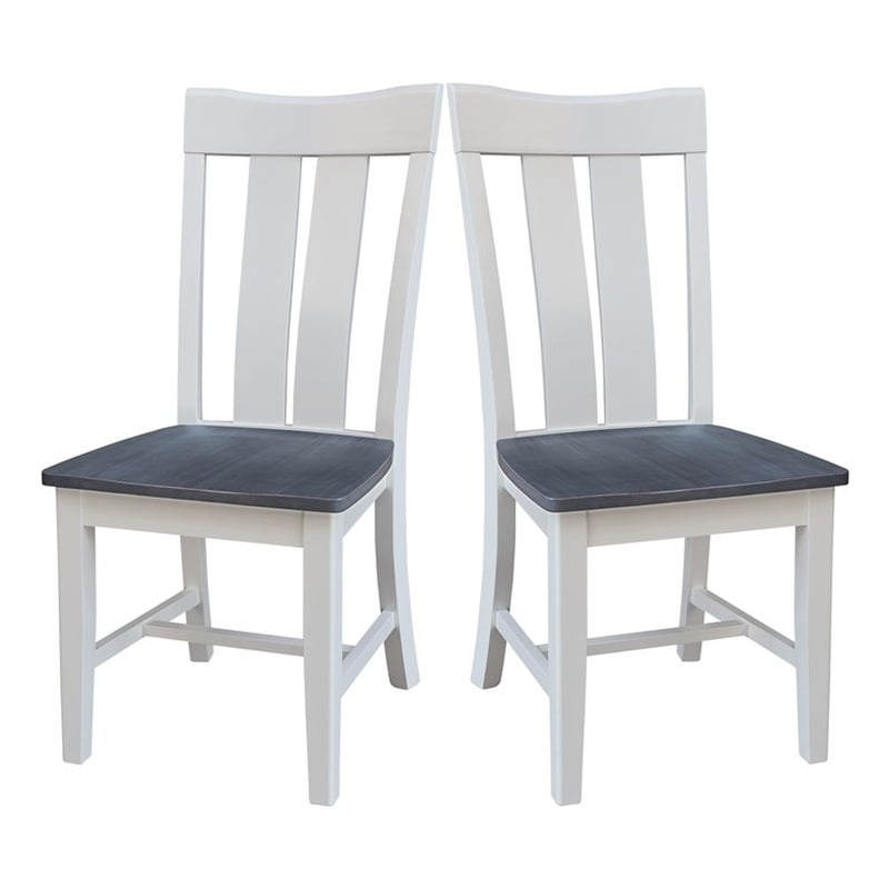 International Concepts Ava Solid Wood Dining Side Chair in White (Set of 2)