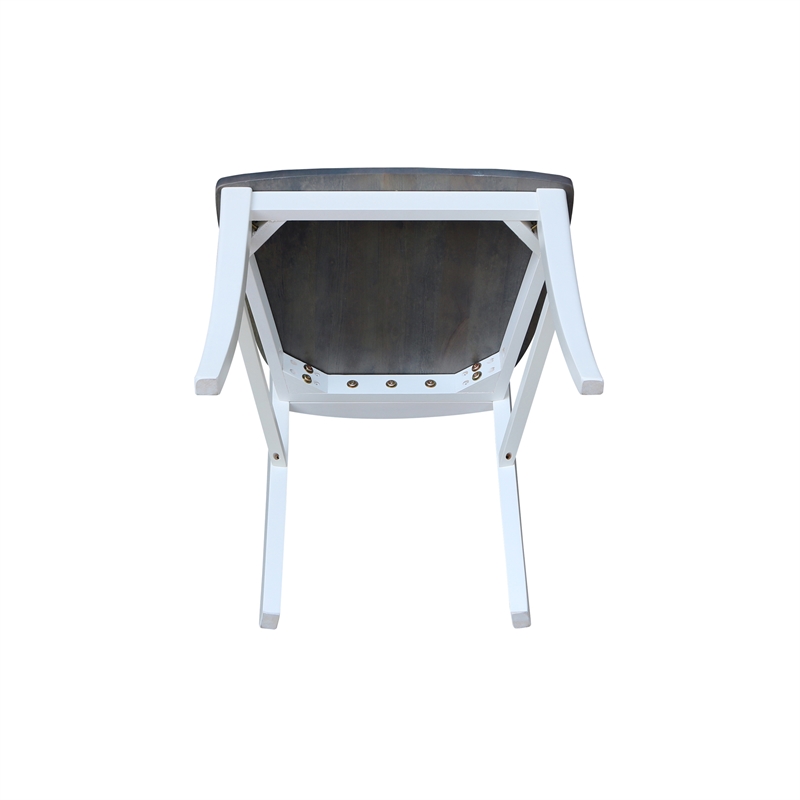 International Concepts Cosmo Roma Solid Wood Dining Chair in White/Heather Gray