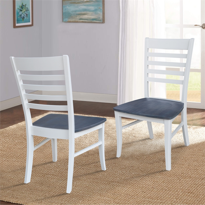 International Concepts Cosmo Roma Solid Wood Dining Chair in White/Heather Gray
