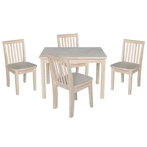 International Concepts 5 Piece Unfinished Kids Table and Chair Set