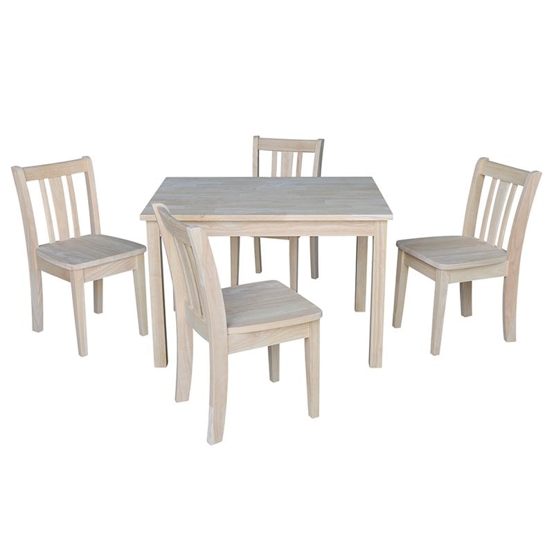 International Concepts 5 Piece Unfinished Kids Table and Chair Set