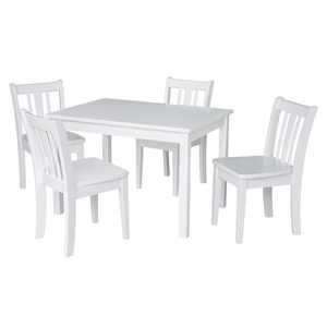 International Concepts 5 Piece Kids Table and Chair Set in White