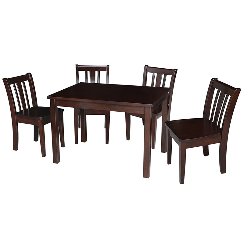 International Concepts 5 Piece Kids Table and Chair Set in Mocha