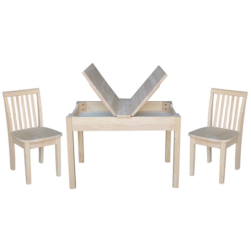 International Concepts 3 Piece Storage Kids Table and Chair Set