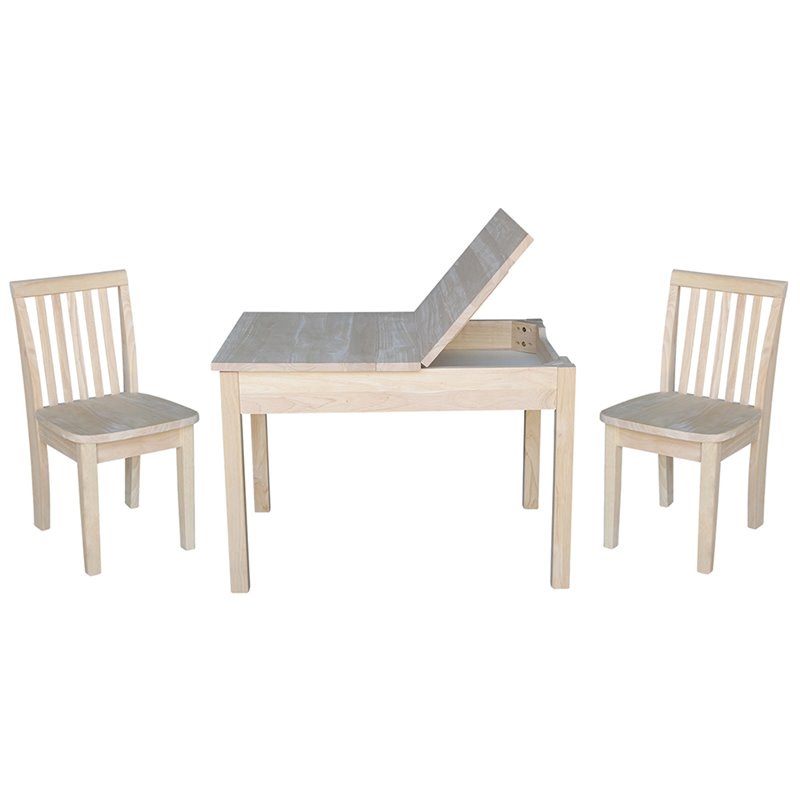 International Concepts 3 Piece Storage Kids Table and Chair Set