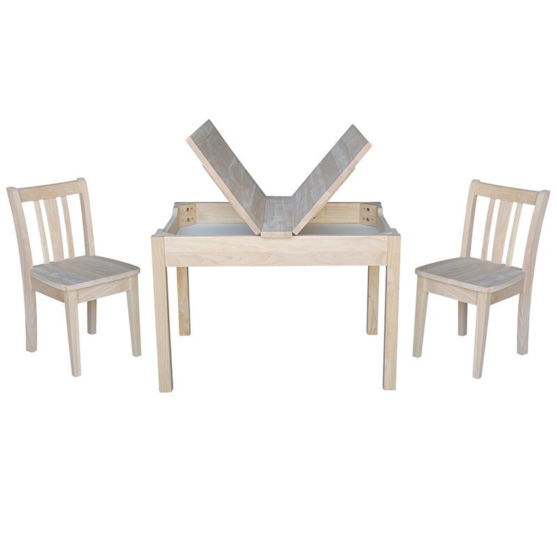 International Concepts 3 Piece Storage Kids Table and Chair Set