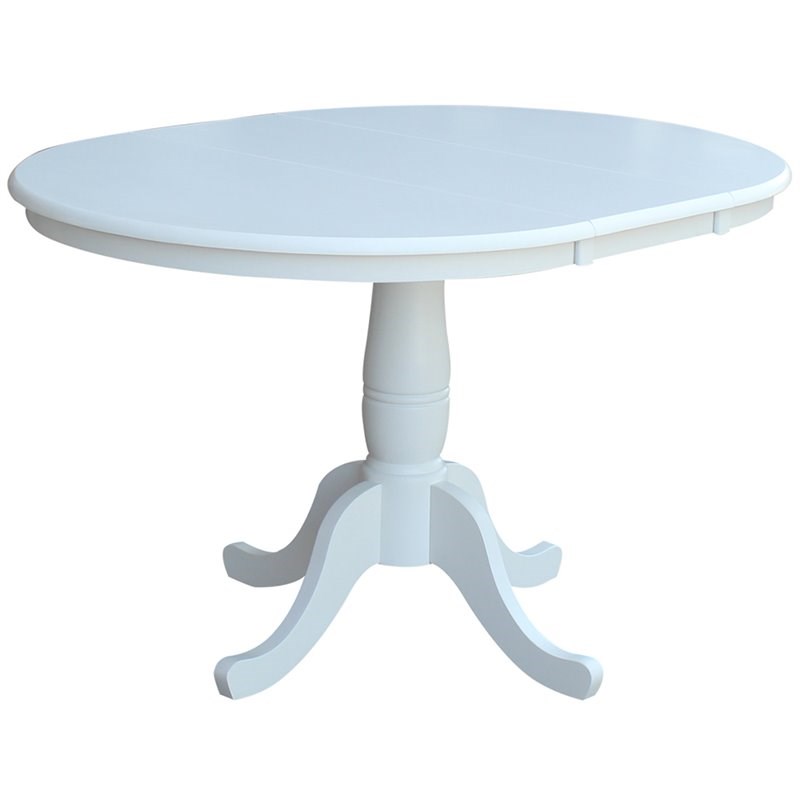 International Concepts 3 Piece Extendable Round Dining Set in White