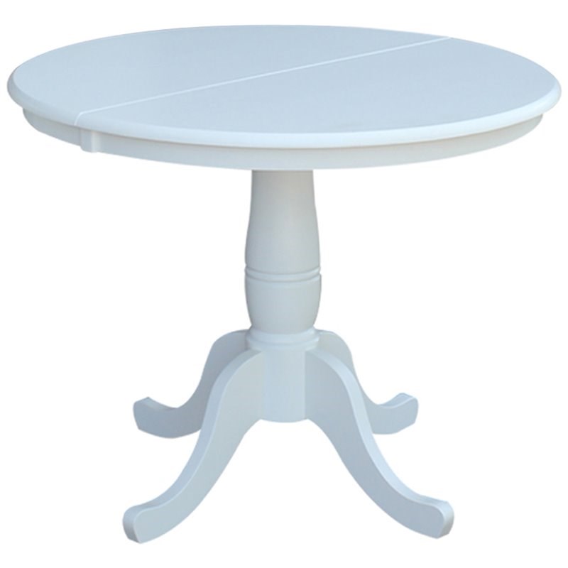 International Concepts 3 Piece Extendable Round Dining Set in White