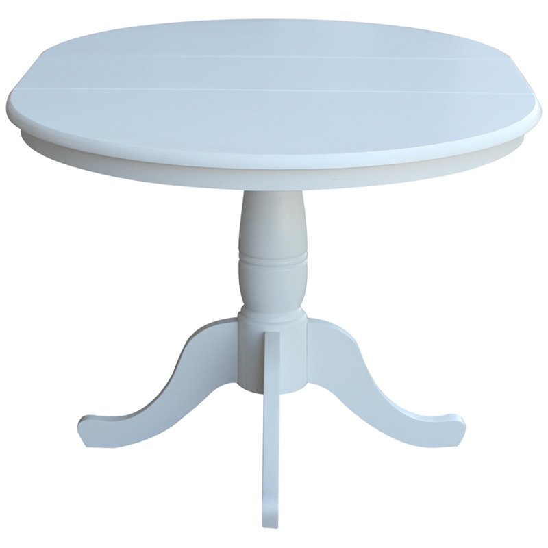 International Concepts 5 Piece Extendable Round Dining Set in White